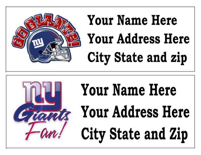 60 NFL New York GIANTS Return address labels Many choices Etsy