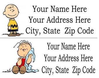 60 CHARLIE BROWN Adressaufkleber - Viele Auswahlmöglichkeiten - KOSTENLOSER Versand
