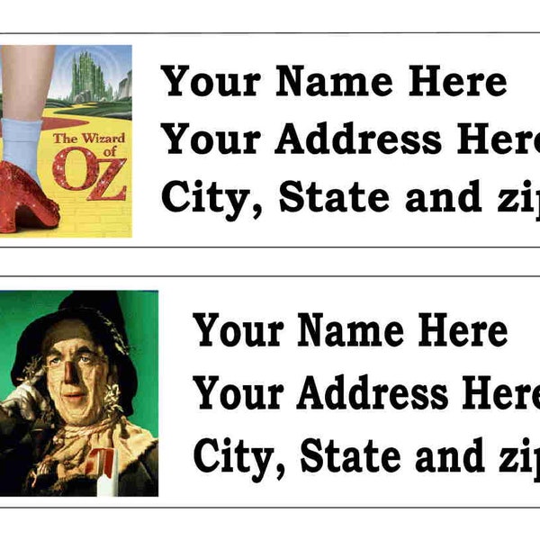 60 WIZARD OF OZ Return Address Labels... Many choices...Free Shipping