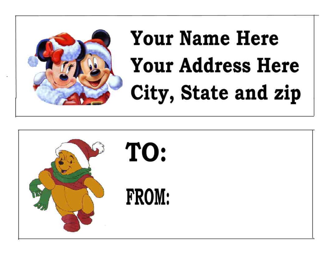 30 CHRISTMAS DISNEY Return Address Labels...many Choices...free