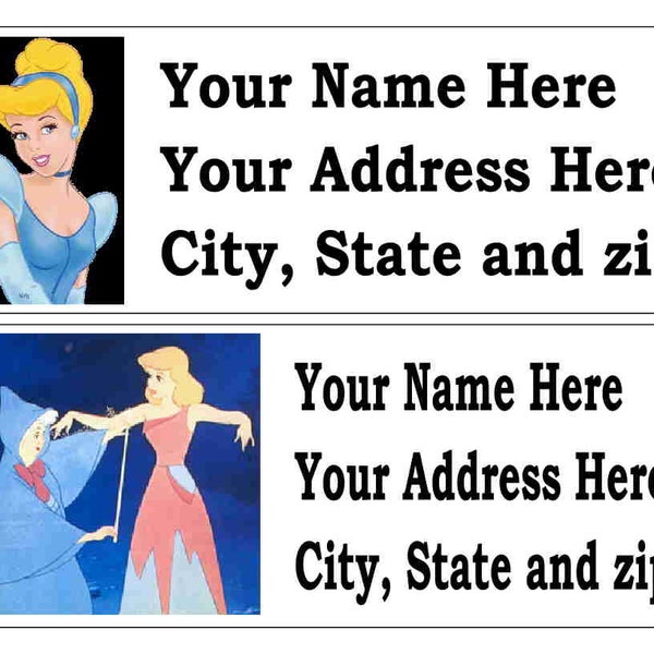 120 DISNEY CINDERELLA return address labels, many choices