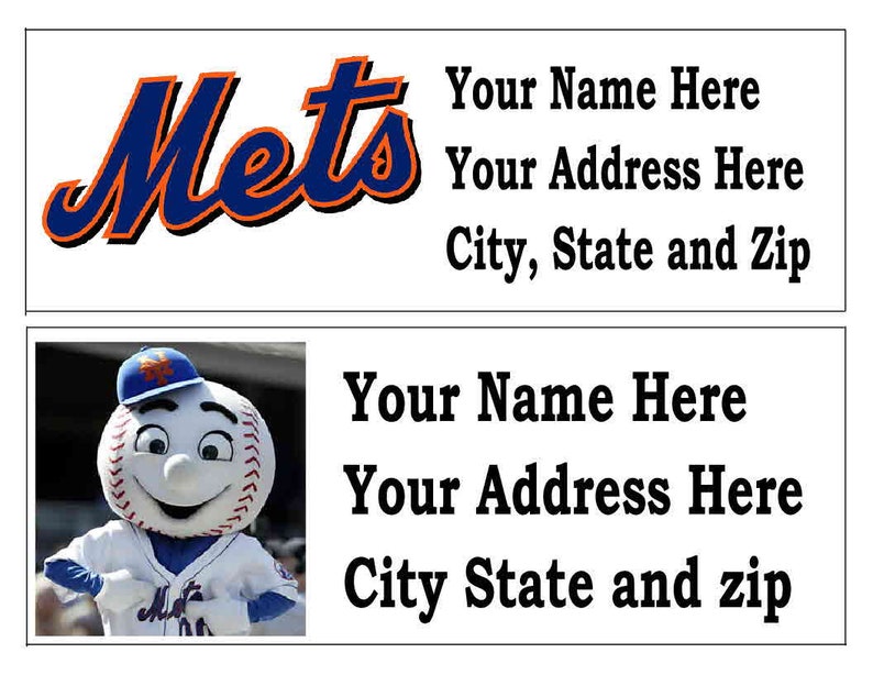 60 MLB New York METS Return Address Labels Many Choices Etsy