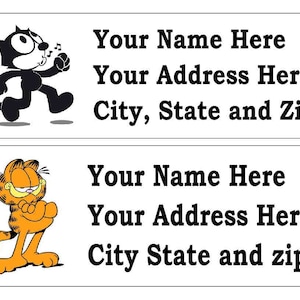 60 CARTOON CAT-retouradreslabels... Veel keuzes... GRATIS verzending