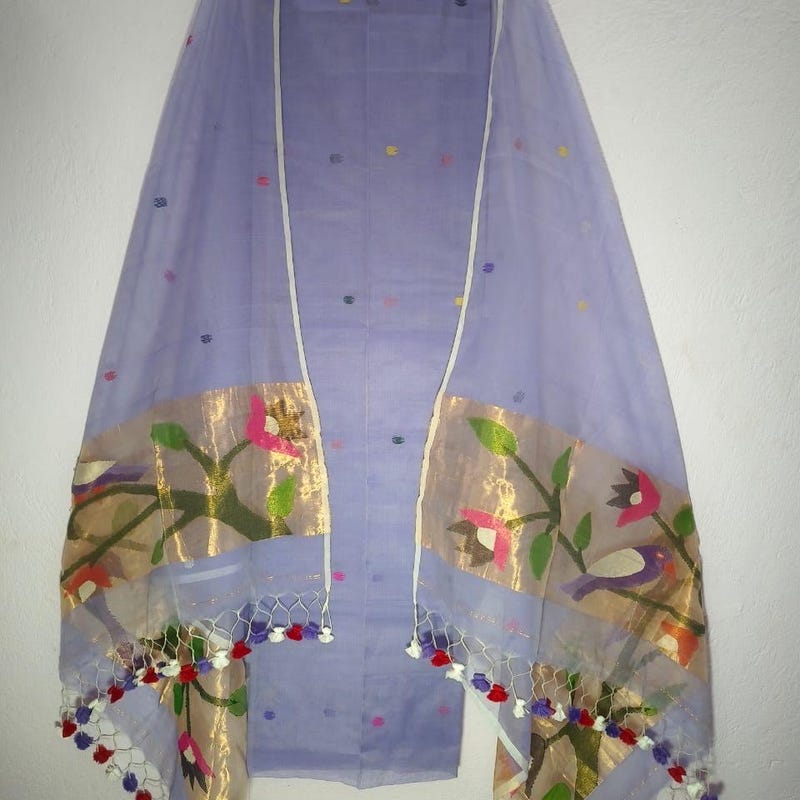 Red peasant style top with Jamdani