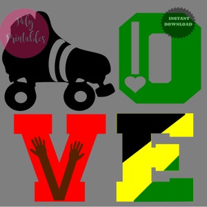 Roller skating LOVE svg cut file , tshirt design, couples ROLLER  skating png,  instant download, roller skating love svg