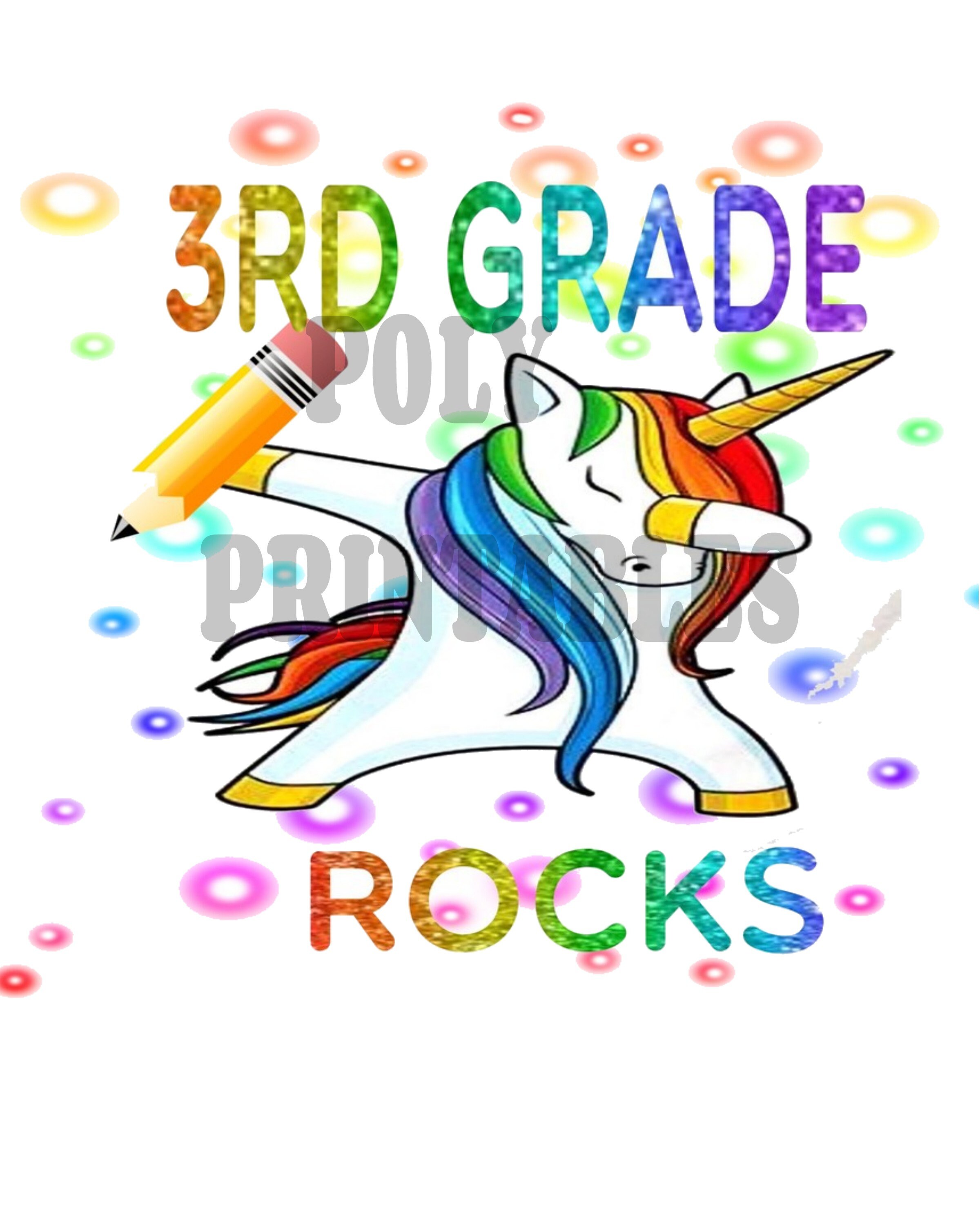 3rd Grade Rocks Png, Grade School Png, Dabbing Unicorn Png, Third Grade ...