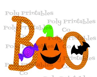 BOO orange Halloween , pumpkin bats candy , transparent PNG file for sublimation, boo PNG