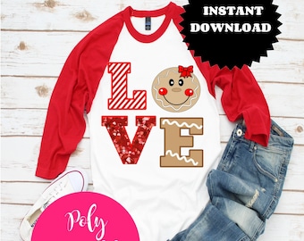 Gingerbread girl PNG, LOVE png ,  ginger love Christmas clipart  sublimation design , transparent PNG file for sublimation, gingerbread png