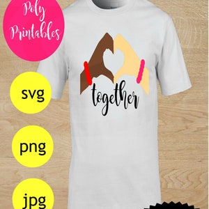 Black white Together heart hands, unity svg, peace svg, blm svg, digital cut file
