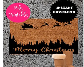 Merry Christmas , doormat SVG, digital cut file, instant download, Christmas doormat design,  funny doormat svg, XMas santa sleigh ride svg