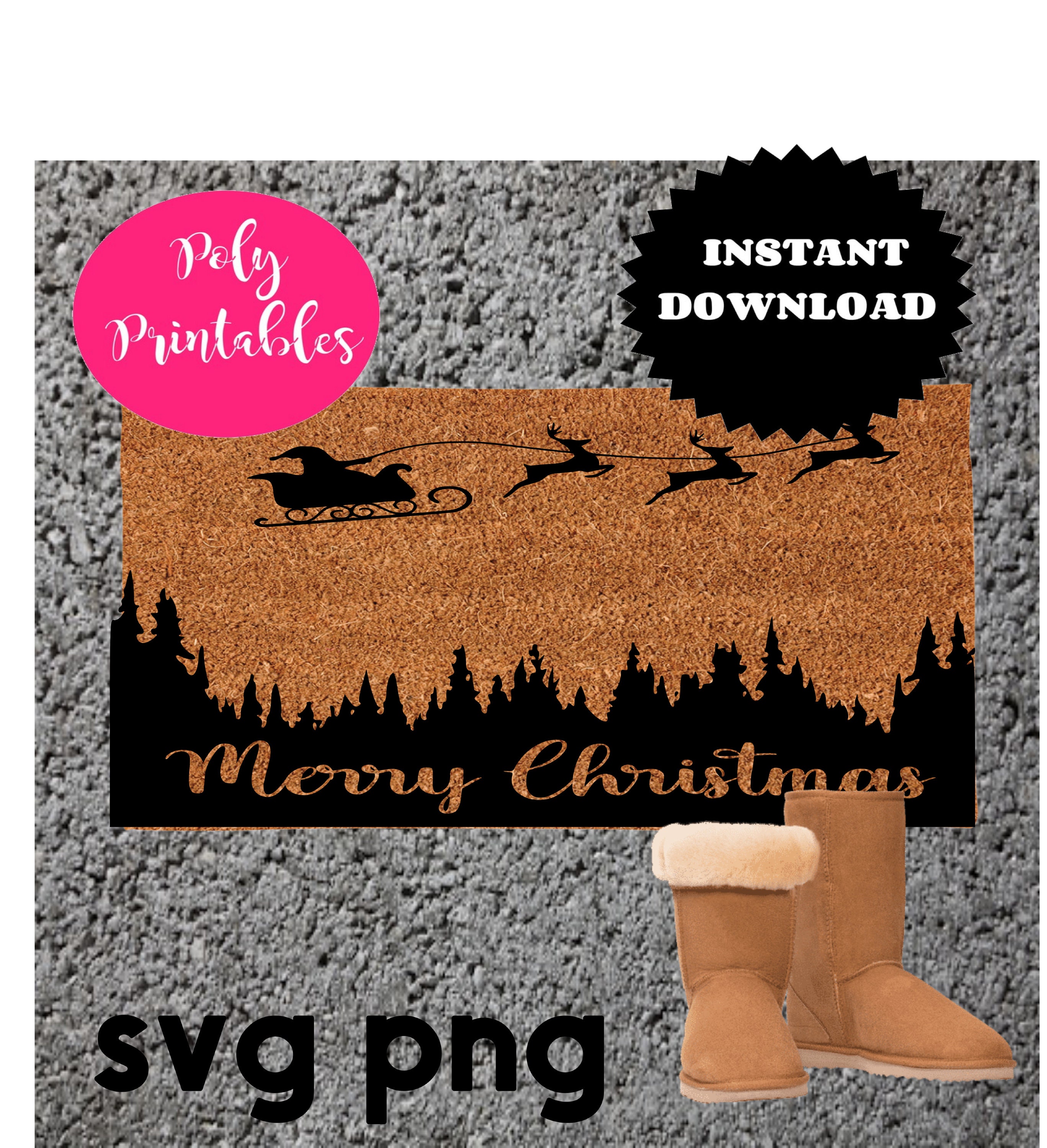 Merry Christmas Doormat SVG Digital Cut File Instant - Etsy UK