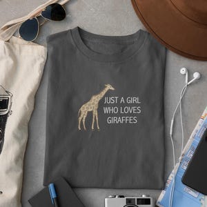 Just A Girl Who Loves Giraffes Shirt, Silly Giraffe T-shirt, Funny Giraffe Outfit, Giraffe Lover Tee, Heavy Cotton Unisex T-Shirt