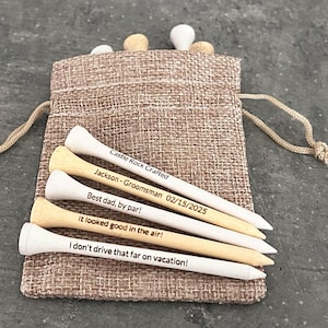 Personalized golf tees, Engraved golf tees, Groomsman gift, Custom golf tees, Laser Engraved 3.25&quot; Golf Tees, Bamboo Wood or White,Golf gift
