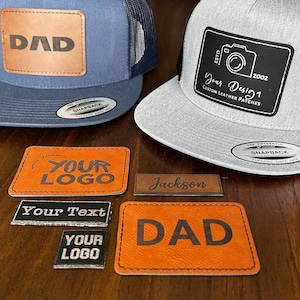 Personalized Leather Patch Hat, Father&#39;s Day Gift, Leather Patch Trucker Hats, Gift for Dad, Apparel New Dad, Customized Hat, Valentines Day