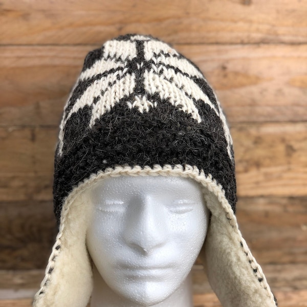 Natural  Ladies Hand Knitted Warm Pure Sheep Wool Hand Made Hat Unisex