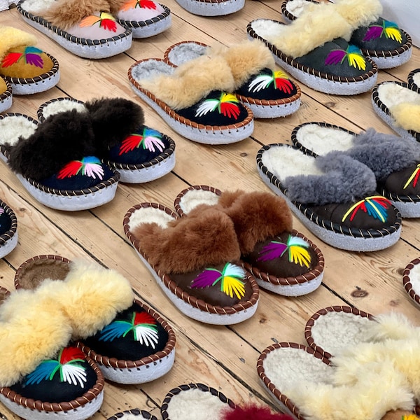 Embroidered Sheepskin Mules Lucky Dip