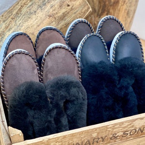 Woolfield Men Sheepskin Natural Handmade Genuine Moccasin Slippers Lucky Dip image 1