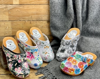 Zweedse klompen Mocassins Houten klompen Damesklompen Leren klompen Klompen Damesklompen Laarzen Damesmocassins Houten klompen Klompen bloemen schoenen