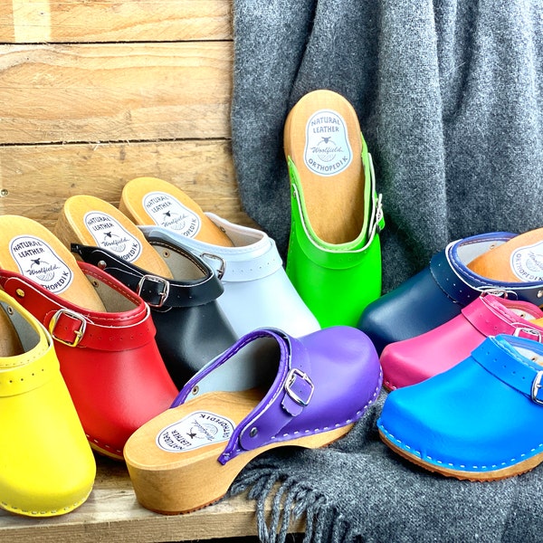 Swedish Clogs Moccasins Wooden clogs Women clogs Leather clogs Womens Boots Womens moccasins Wood clogs Clogs Multicolored shoes sandals