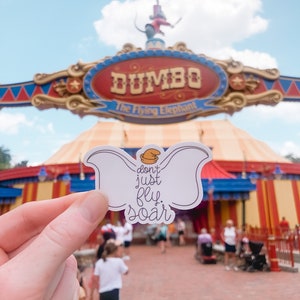 Flying Elephant Glossy Sticker | don&#39;t just fly soar | magical elephant Dumbo | theme park ride sticker | big top circus sticker | WDW | DL