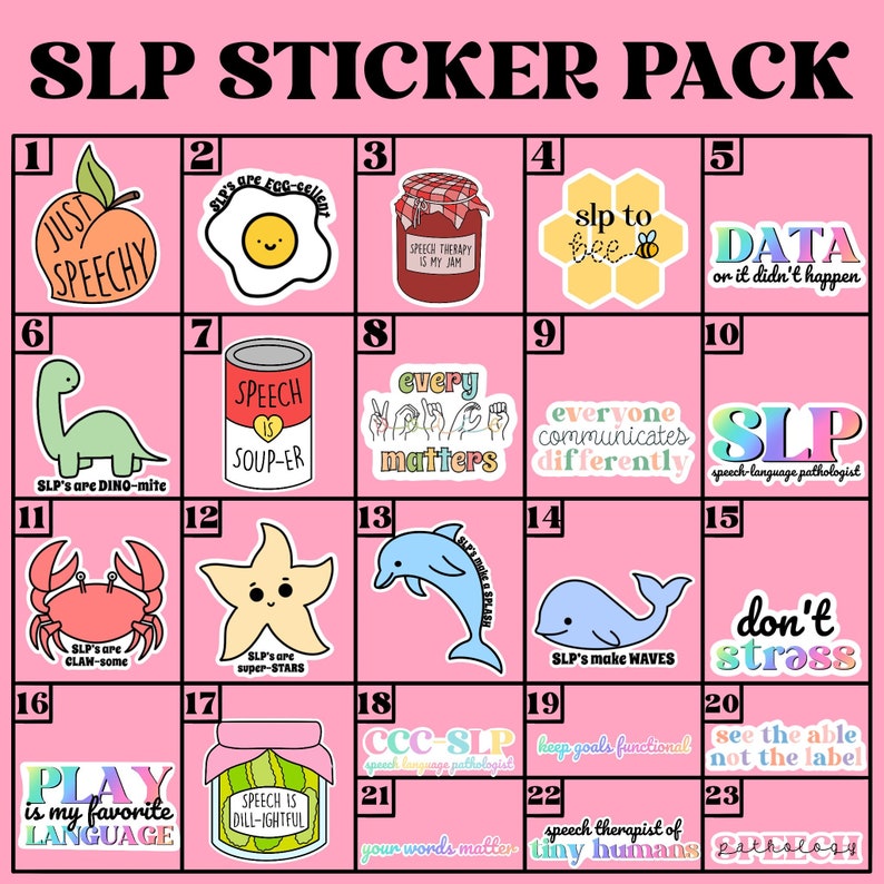 Slp Sticker Chart SLP Sticker Pack Sticker | Sign Language | Funny Speech Language ...