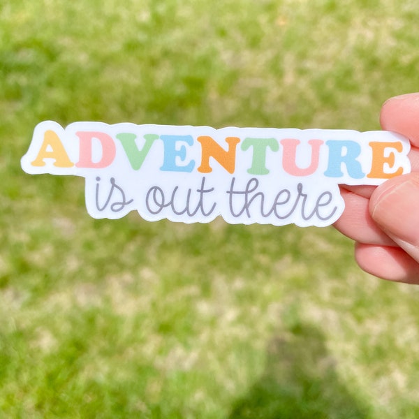 Adventure is Out There Die Cut Sticker | weatherproof laptop or water bottle sticker | magical sticker | rainbow house with balloons sticker