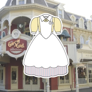 Gibson Girl Ice Cream Parlor Cast Member Costume Sticker | DL CM Costumes | dlp Main Street Attractions |