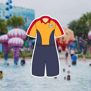May include: A yellow and red uniform with a blue bottom and a white patch with the letters "CM" on the chest.