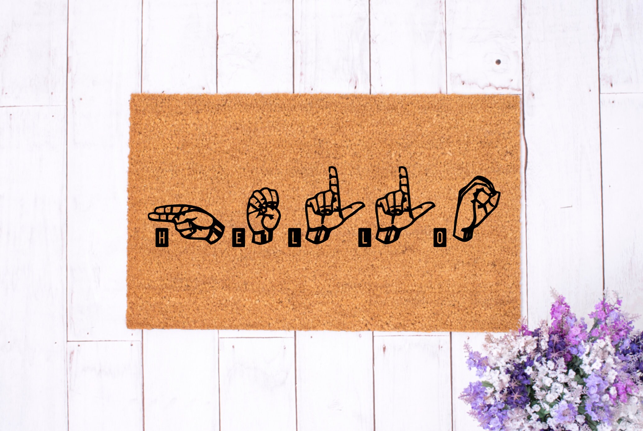 ASL HELLO Doormat/sign Language Gift/interpreter Gift/american Etsy