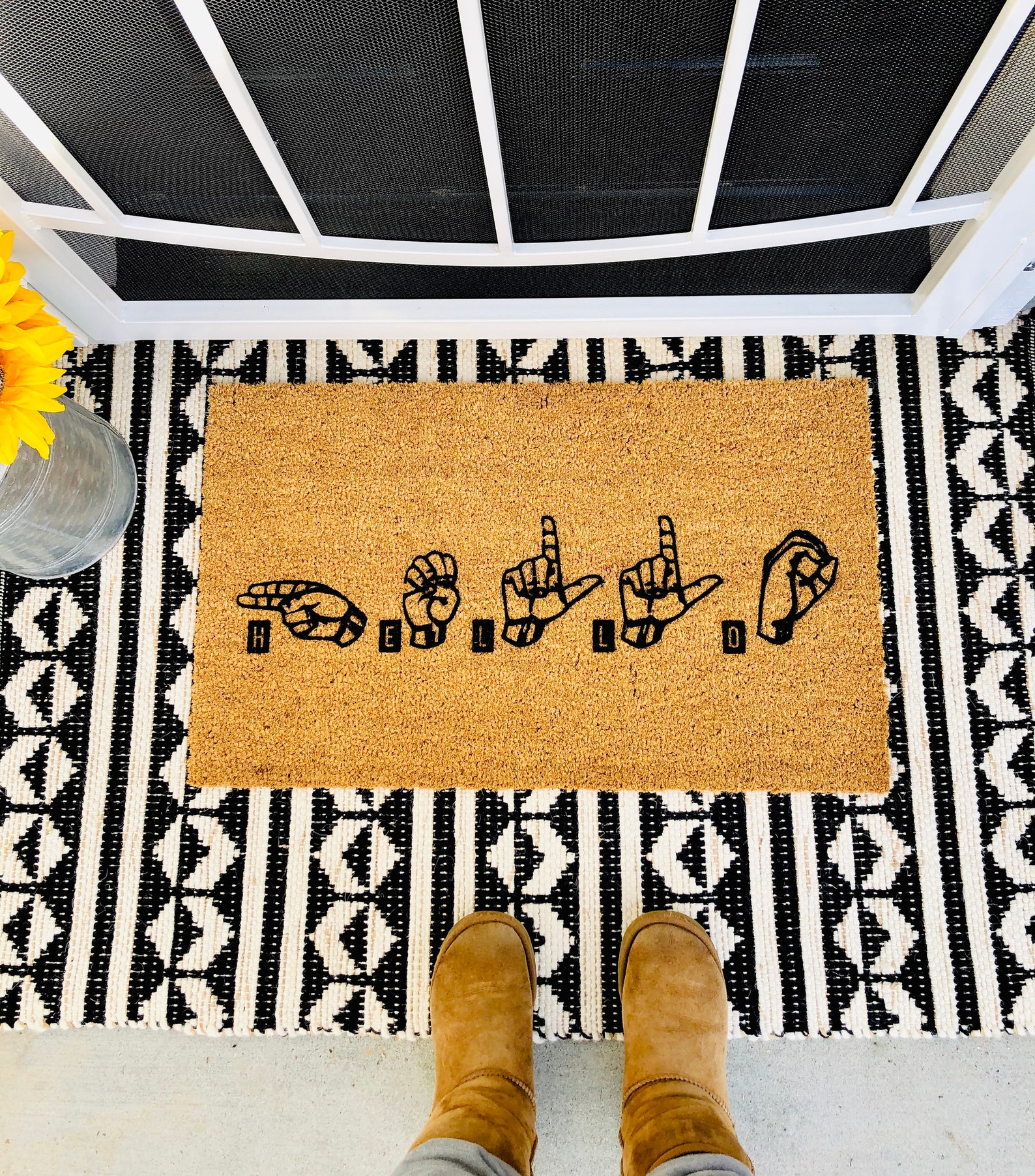ASL HELLO Doormat/Sign Language Gift/Interpreter Gift/American Etsy