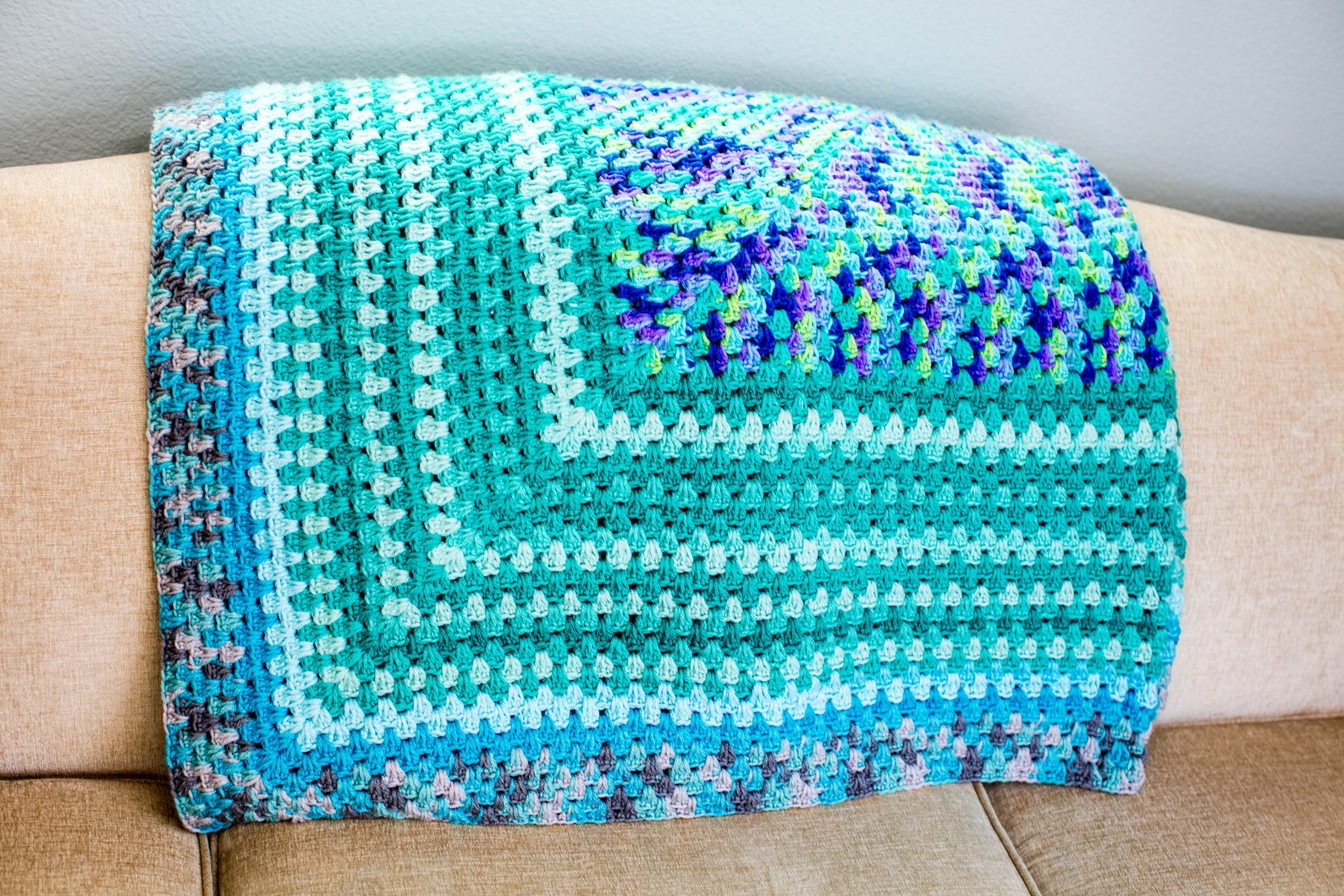 Beautiful Blue and Teal Knitted Blanket Etsy