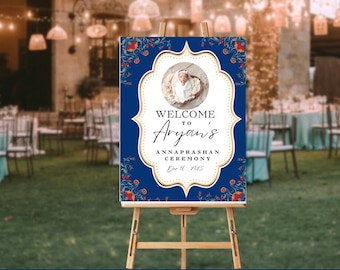 Annaprashan Welcome Sign, Rice Feeding Ceremony, Photo Insert (Digital Template)