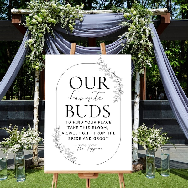 Bud vases seating chart sign wedding, flower vase name chart, bud flowers sign, vase seating chart 18x24in. Our best buds sign. Favorite bud