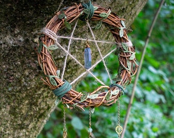 Crystal Wreath Witchy Decor/wiccan Wall Hanging/forest Pagan