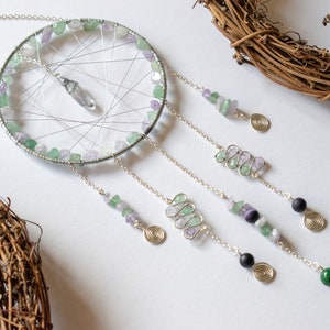 Lilac crystal dreamcatcher/ green aventurine / amethyst/ metal dreamcatcher