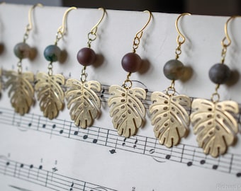 Brass succulent bead earrings