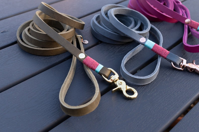 LEATHER DOG LEASH Elegant Soft Leather Lobster Carabin Etsy