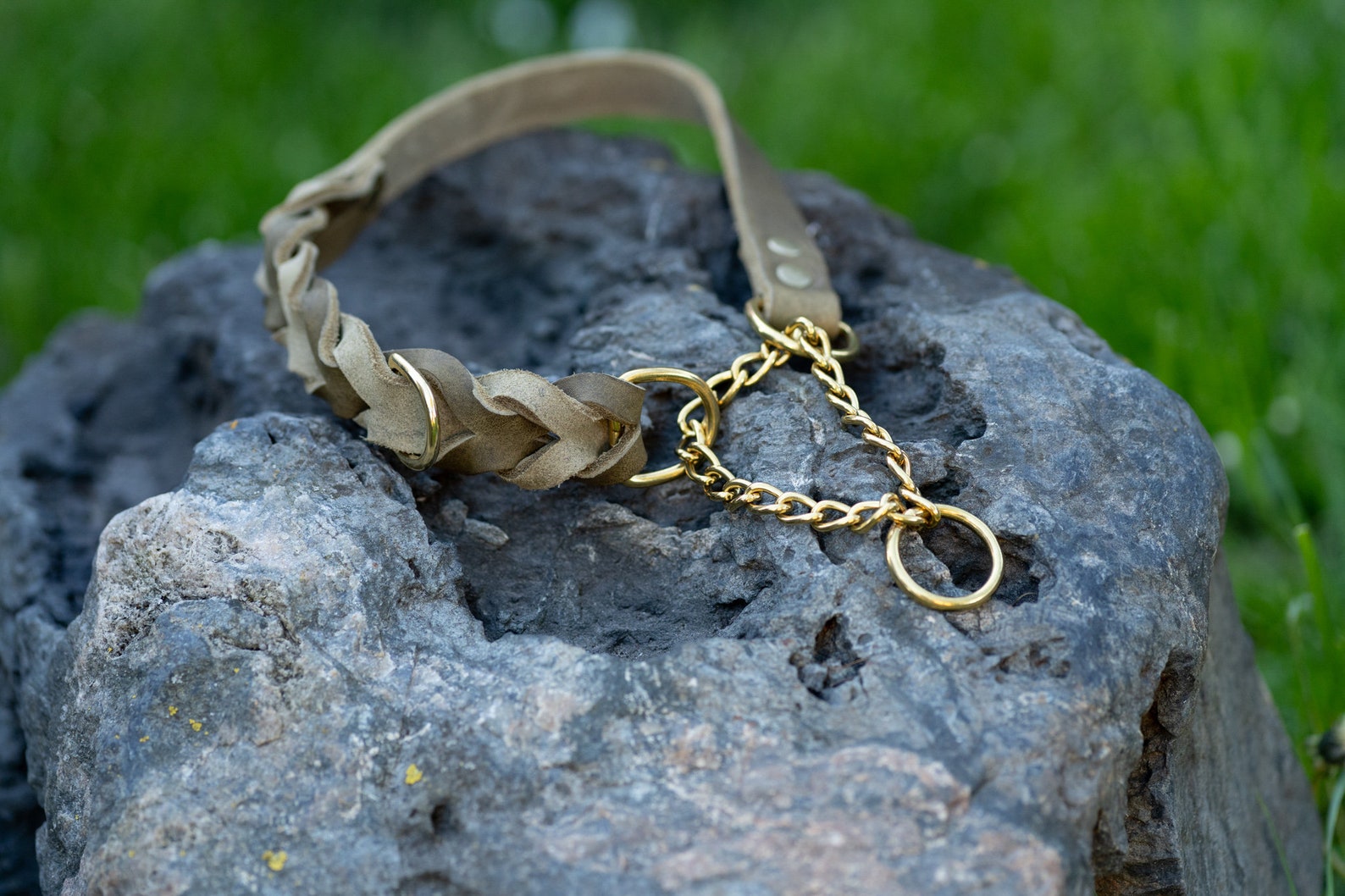 Martingale Chain Collar Slip on Braided Soft Leather Half Etsy