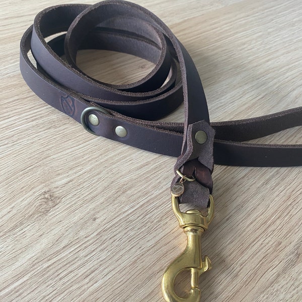 Braided leather dog lead, durable oiled leather leash, luxury braided soft leather lead with brass bolt snap, extra strong leather dog leash