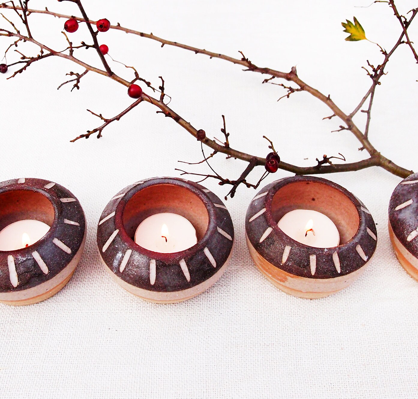 Set of 2 Grey/white Tea Light Holders Rustic Candle Holders Etsy UK