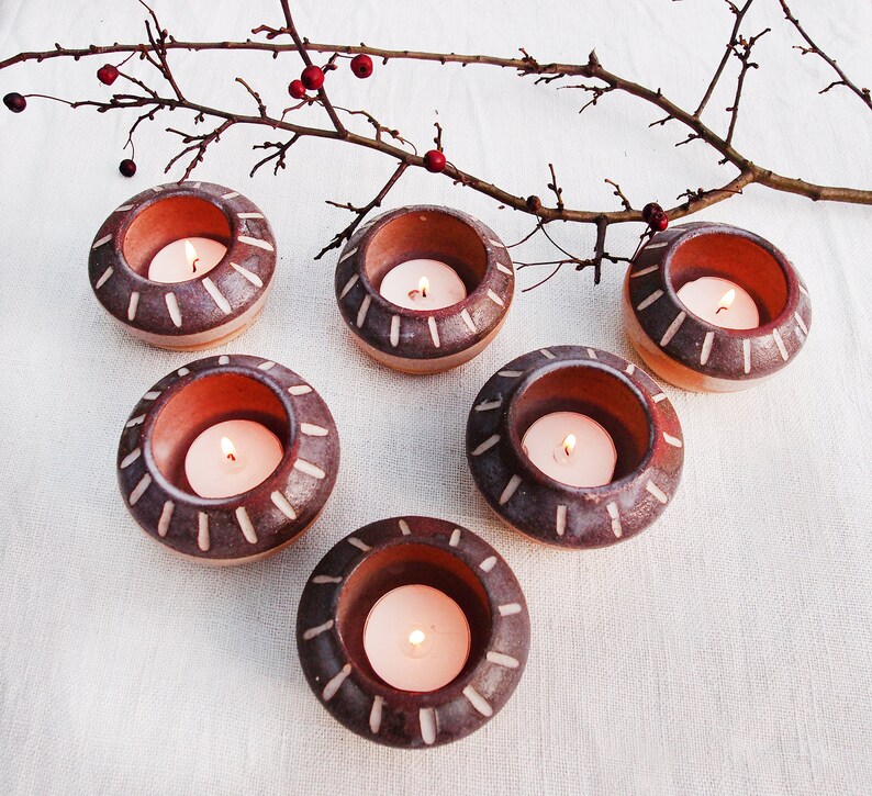 Set of 2 Grey/white Tea Light Holders Rustic Candle Holders Etsy UK