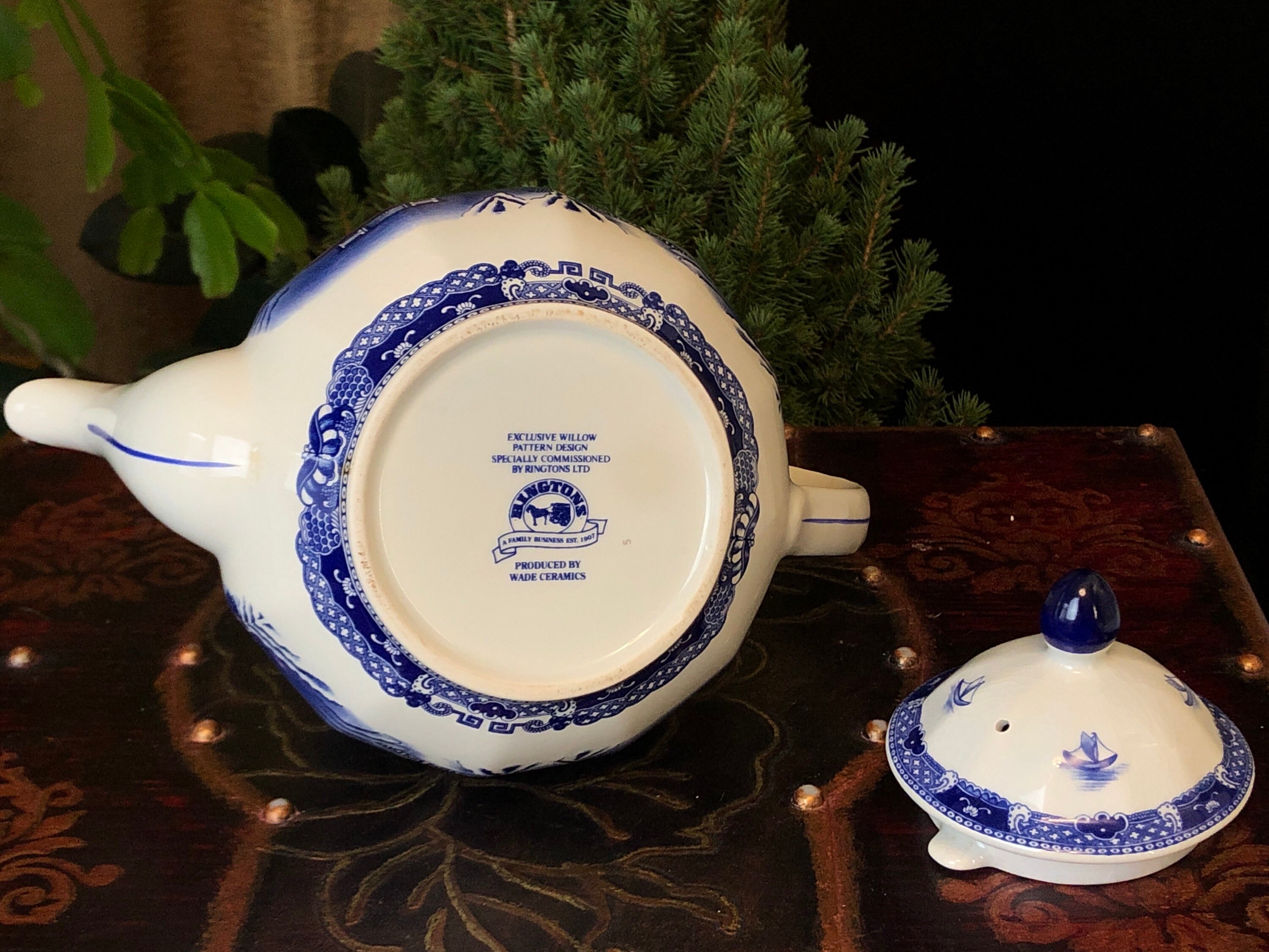 Vintage Ringtons Blue Porcelain Teapot - 20th Century English