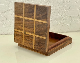 Hand carved detailed wood box, vintage decorative box