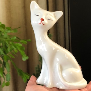 Katze Figur, Porzellan Retro Kätzchen Figur aus Europa, weiße Porzellan Katze