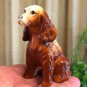 Vintage porcelain dog figurine from England, brown dog figurine, little puppie