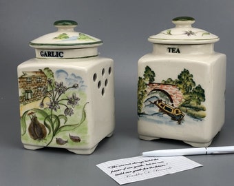 Garlic and tea kitchen canister set by Ventnor ceramics