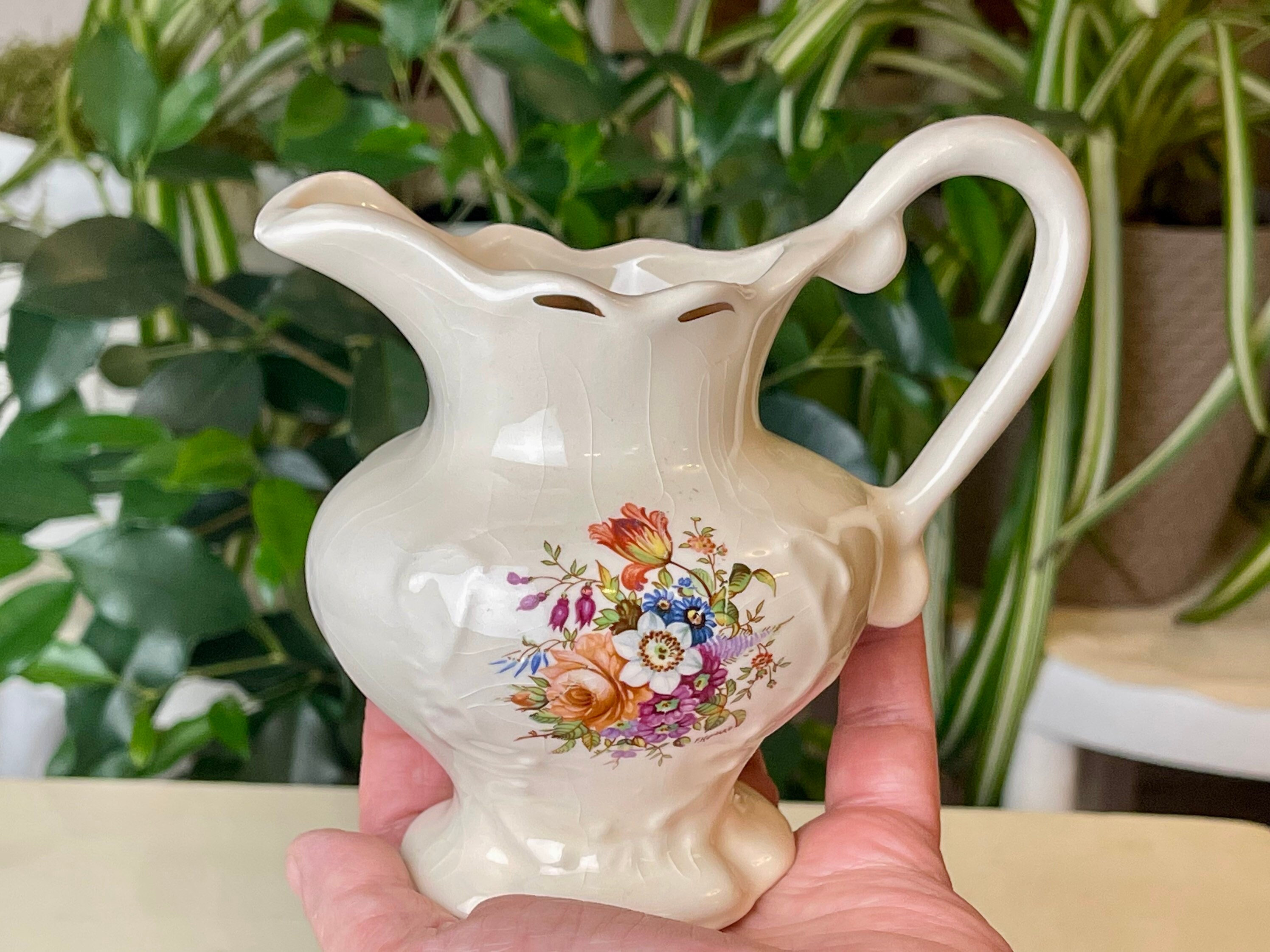 Franklin Pottery Vintage Porcelain Pitcher From England Etsy