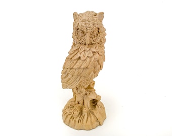 Handmade Ceramic Owl Figurine: Vintage Forest Animal Decor