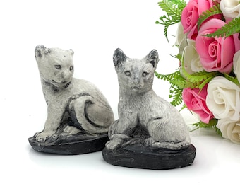 Two vintage white cat figurines, handmade home decor