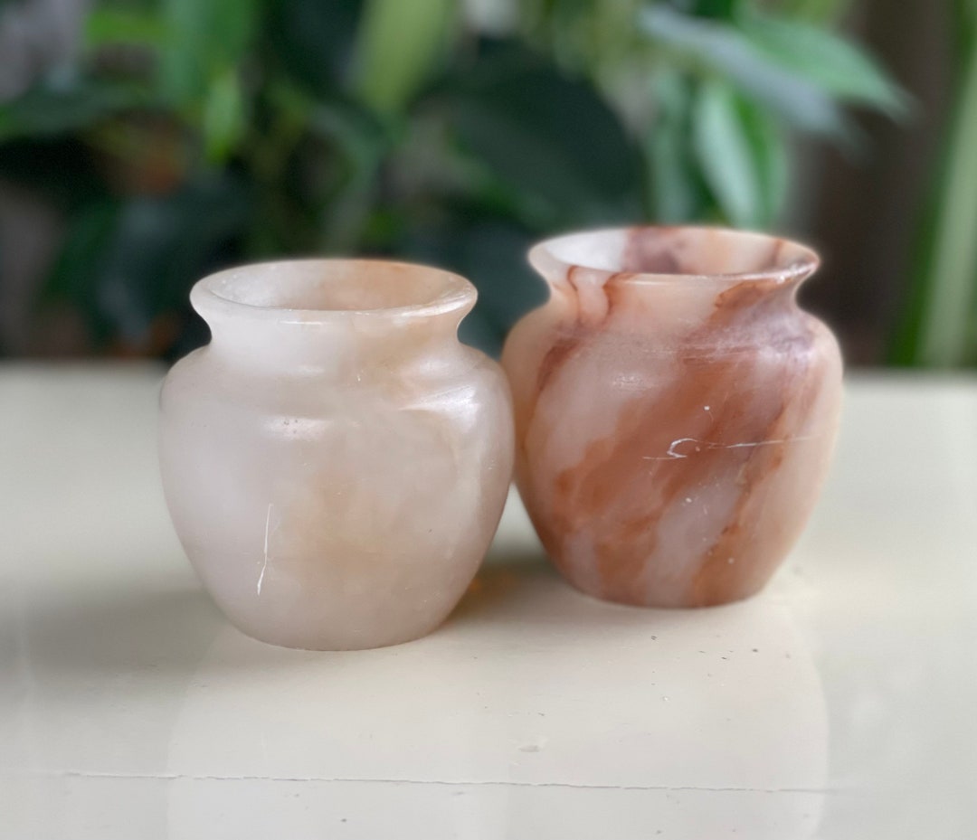 手作りオニキス花瓶セット：ヴィンテージ大理石模様、ミニ